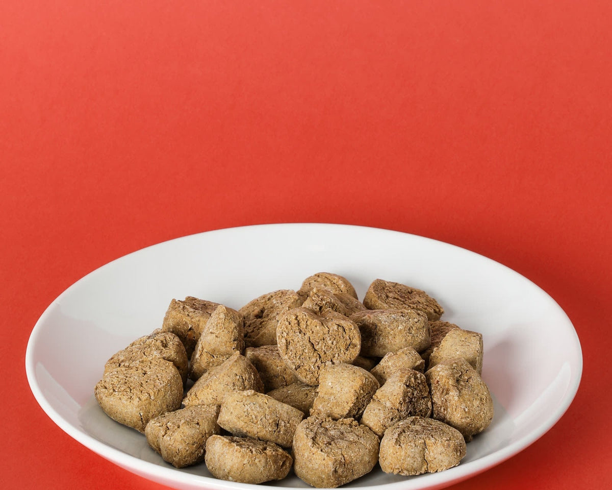 Heart-shaped healthy dog treats on a plate